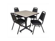 Regency TKB3636PL29 36 In. Square Laminate Table Maple Kobe Base With 4 Restaurant Stack Chairs