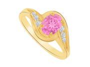 Fine Jewelry Vault UBUNR81593Y147X5CZPS Pink Sapphire CZ Swirl Engagement Ring 2 Stones