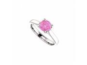 Fine Jewelry Vault UBURSRD122100W14PS September Birthstone Created Pink Sapphire Engagement Ring in 14K White Gold 1 CT TGW