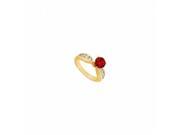 Fine Jewelry Vault UBUJ1627AGVYCZR Created Ruby CZ Engagement Ring Yellow Gold Vermeil 1 CT TGW 8 Stones