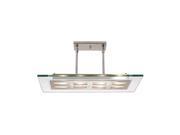 Aquarius C50108BSCLREH3418Q 4 Light Pendant in Brushed Steel with Clear with Frosted Ring Glass