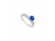 Fine Jewelry Vault UBUJS656AW14CZS Created Sapphire CZ Engagement Rings in 14K White Gold 1 CT TGW 12 Stones