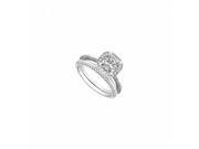 Fine Jewelry Vault UBJS3155ABW14D Diamond Wedding Engagement Ring Set in 14K White Gold 1.25 CT