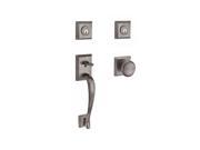 Baldwin DC.NAPXROU.TSR.152 Double Cylinder Napa Handleset with Round Knob Traditional Square Rose Matte Antique Nickel
