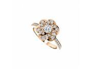 Fine Jewelry Vault UBRSRD122116P14CZ April Birthstone CZ Floral Ring in 14K Rose Gold 0.75 CT TGW