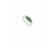 Fine Jewelry Vault UBJ546W14E 101RS7.5 Three Stone Emerald Ring 14K White Gold 0.33 CT Size 7.5