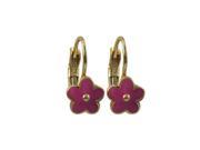 Dlux Jewels 17mm Hot Pink Enamel Flower Gold Plated Brass Leverback Earrings