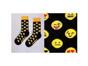 Giftcraft 410377 Womens Crew Sock Emoticons Design Black Yellow Pack of 3