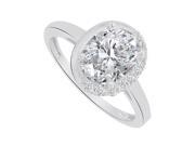 Fine Jewelry Vault UBNR83790W149X7CZ Oval CZ Engagement Ring in 14K White Gold