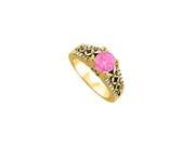 Fine Jewelry Vault UBUNR50346AGVYCZPS Pink Sapphire CZ Ring in Yellow Gold Vermeil 28 Stones