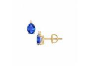 Fine Jewelry Vault UBUEROV86Y14S CZ Created Sapphire Stud Earrings 14K Yellow Gold 2.04 CT TGW 2 Stones