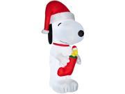 Gemmy 85551X 5.4 ft. Snoopy with Woodstock in Stocking Giant Peanuts 45.67 x 64.96 x 120.08 in.