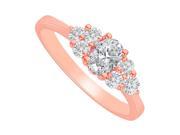 Fine Jewelry Vault UBNR82609P148X6CZ CZ Seven Stone Engagement Ring in 14K Rose Gold