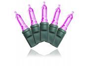 Queens of Christmas S 35T5PI 4G 35 Count Pink Decorative LED Light on Green Wire 4 in. Spacing