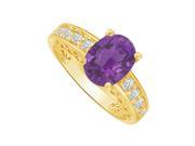 Fine Jewelry Vault UBNR83553Y149X7CZAM Oval Amethyst CZ Engagement Ring in Yellow Gold 8 Stones