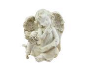 NorthLight Heavenly Gardens Distressed Sitting Angel with Book Friend Outdoor Patio Garden Statue Ivory 8.5 in.