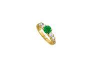 Fine Jewelry Vault UBUNR83557Y14CZE May Birthstone Emerald CZ Five Stones Engagement Ring 14K Yellow Gold 4 Stones