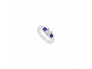 Fine Jewelry Vault UBJ546W14DSS 101RS9 Three Stone Diamond Sapphire Ring 14K White Gold 0.33 CT Size 9