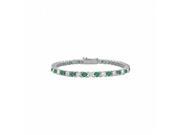Fine Jewelry Vault UBUBR14WRD131300CZE May Birthstone Created Emerald CZ Tennis Bracelet in 14K White Gold 3 CT TGW 27 Stones