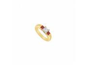 Fine Jewelry Vault UBJ545Y14DRR 101RS10 Three Stone Diamond Ruby Ring 14K Yellow Gold 0.25 CT Size 10