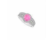Fine Jewelry Vault UBUNR84059AGCZPS Pink Sapphire CZ Ring in Sterling Silver 1.75 CT TGW 28 Stones