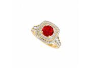Fine Jewelry Vault UBUNR50871EY14CZR Round Ruby CZ Engagement Ring in 14K Yellow Gold 2 Stones