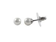Dlux Jewels White 6 mm Round Glass Pearl Post Stud Earrings