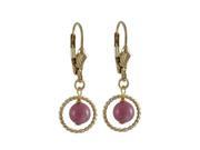 Dlux Jewels Rhodonite Pink 6 mm Semi Precious Ball on 10 mm Braided Ring with Gold Filled Lever Back Earrings 1.18 in.