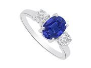 Fine Jewelry Vault UBUNR82148AG9X7CZS Sapphire CZ Three Stones Ring in 925 Sterling Silver 9 Stones