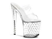 Pleaser STDUS802_C_M 9 4 in. Platform Two Band Slide Shoe Clear Size 9