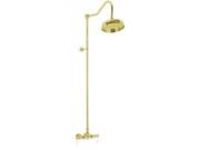 World Imports 382017 51 in. Overall Height Wall Mount Exposed Shower Faucet with Hot and Cold Porcelain Lever Handles Polished Brass