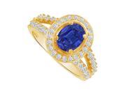 Fine Jewelry Vault UBUNR83860AGVY9X7CZS Sapphire CZ Split Shank Ring in Yellow Gold Vermeil 28 Stones