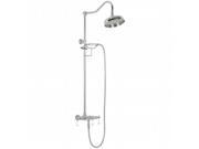 World Imports 382209 Wall Mount Exposed Shower Faucet with Hand Shower and Plain Porcelain Lever Handles Chrome