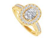 Fine Jewelry Vault UBNR84512Y149X7CZ Oval CZ Engagement Ring in 14K Yellow Gold