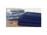 Amrapur Overseas 1MFWH8SG NVY KG Solid And Print 8 Piece Microfiber Sheet Set King Size Navy