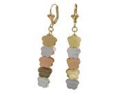 Dlux Jewels Long Tri Gold Filled Tri Color Flower Earrings