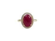 Dlux Jewels Ruby Jade Semi Precious Oval Stone with Gold Plated Sterling Silver Ring Size 6