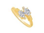 Fine Jewelry Vault UBNR81088AGVY6X4CZ CZ Designer Ring in 18K Yellow Gold Vermeil 2 Stones