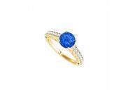 Fine Jewelry Vault UBUNR50810EY14CZS Round Sapphire CZ Engagement Ring in 14K Yellow Gold 14 Stones