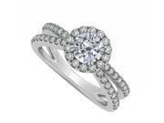 Fine Jewelry Vault UBNR50531W14CZ CZ Engagement Ring With 14K White Gold Split Shank
