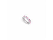 Fine Jewelry Vault UBU14WRD300CZPS14115 Created Pink Sapphire CZ Eternity Band 14K White Gold 3 CT TGW 10 Stones