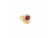 Fine Jewelry Vault UBUK184Y14CZR Created Ruby CZ Engagement Ring 14K Yellow Gold 2.50 CT TGW 10 Stones