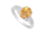 Fine Jewelry Vault UBNR83981AG9X7CZCT Oval Citrine CZ Solitaire Ring in Sterling Silver 8 Stones