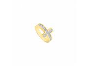 Fine Jewelry Vault UBF602Y14D Sideways Cross Ring With Diamonds in 14K Yellow Gold 1.50 CT Diamonds