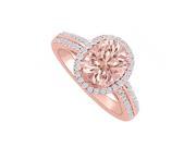 Fine Jewelry Vault UBNR84418P149X7DMG Morganite Diamonds Halo Rose Gold Engagement Ring 76 Stones