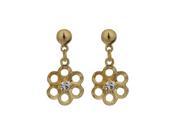 Dlux Jewels Gold Filled Dangling Cutout Flower with Post Earrings Cubic Zirconia 0.83 in.