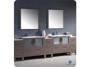 Fresca FVN62 108GO UNS Fresca Torino Gray Oak Modern Double Sink Bathroom Vanity with 3 Side Cabinets Integrated Sinks 108 in.