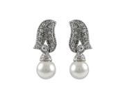 Dlux Jewels Pearl Crystal Post Earrings