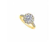 Fine Jewelry Vault UBNR50584AGVYCZ CZ Halo Engagement Ring Yellow Gold Vermeil
