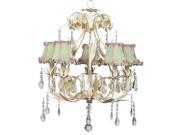 Jubilee Collection 7903 2710 Chand 5 Arm Ballroom Ivory with Ch Shade Ruffled Edge Green Check